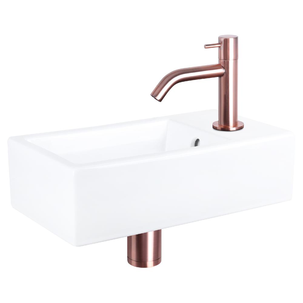 differnz Differnz Force fonteinset – keramiek – kraan gebogen rood koper – 40 x 22 x 11.5 cm