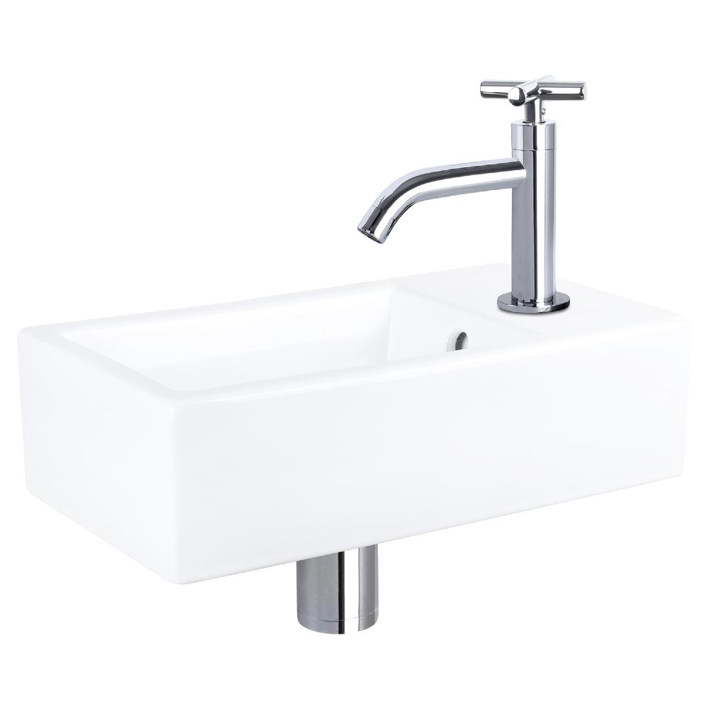 differnz Differnz Force fonteinset – keramiek – kraan kruis chroom – 40 x 22 x 11.5 cm