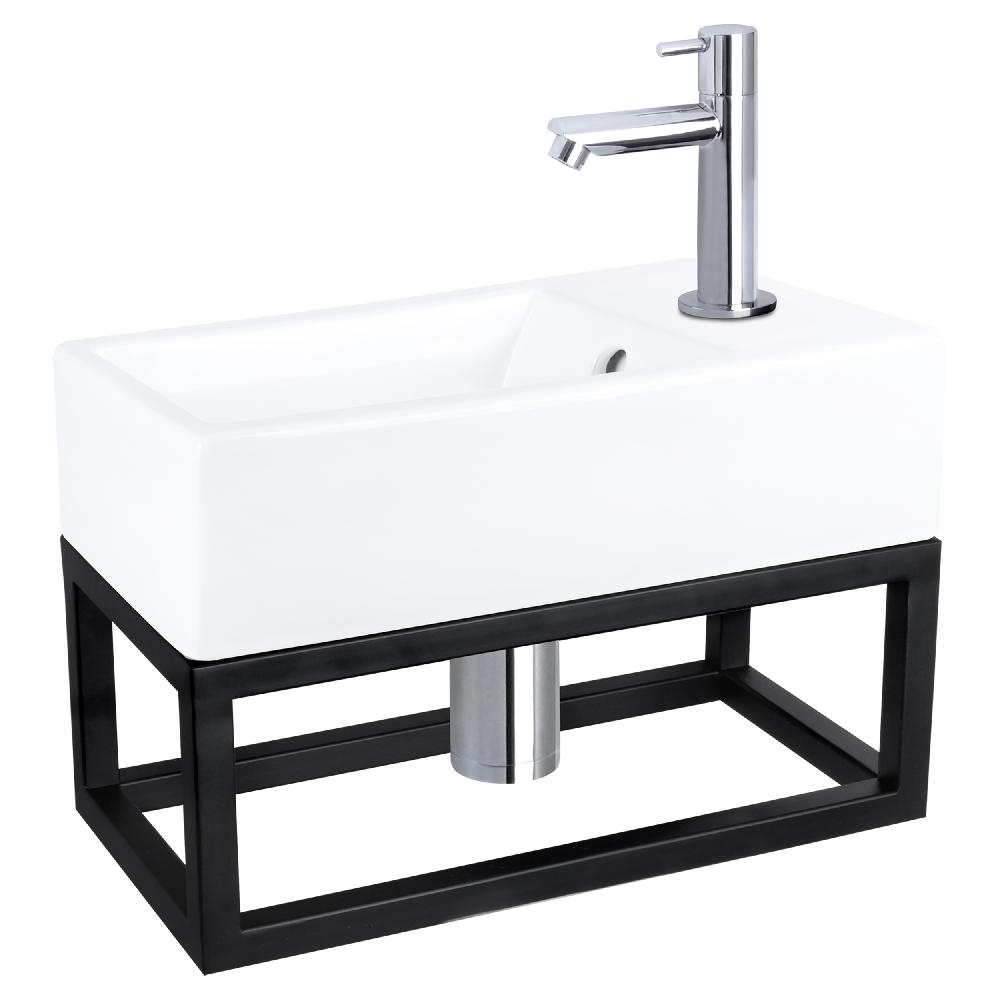 differnz Differnz Force fonteinset – keramiek – kraan recht chroom – 40 x 22 x 11.5 cm – met handdoekrek