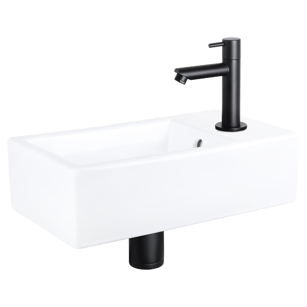 differnz Differnz Force fonteinset – keramiek – kraan recht mat zwart – 40 x 22 x 11.5 cm