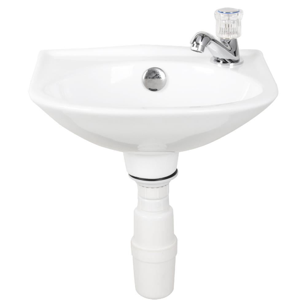 differnz Differnz Gaia fonteinset keramiek – kraan gebogen chroom – 32 x 28 x 15 cm