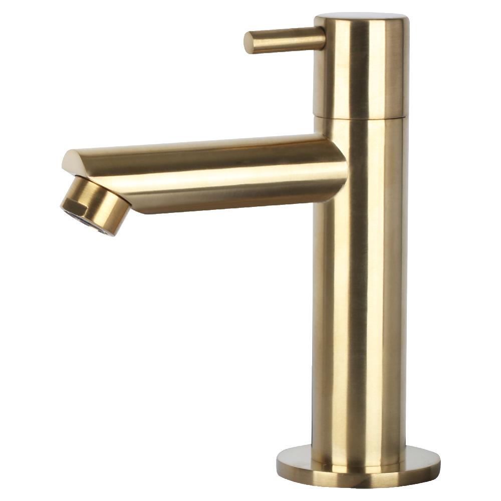 Differnz Differnz Helios Fonteinset – Keramiek Wit – Koudwaterkraan Recht Mat Goud – Kraan Links – Always Open Afvoerplug – 37.5 X 18.5 X 9 Cm