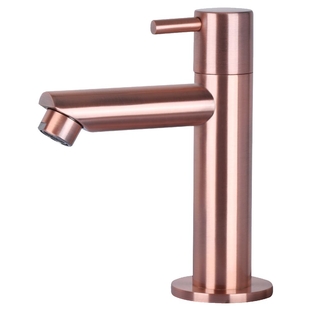 Differnz Differnz Helios Fonteinset – Keramiek Wit – Koudwaterkraan Recht Rood Koper – Kraan Links – Always Open Afvoerplug – 37.5 X 18.5 X 9 Cm