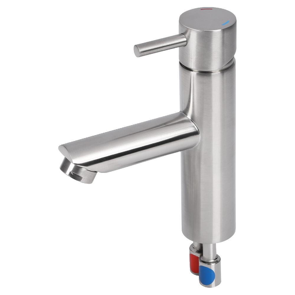 Differnz Differnz Helios Fonteinset – Keramiek Wit – Warm/koud Kraan Recht Mat Chroom – Kraan Links – Always Open Afvoerplug – 37.5 X 18.5 X 9 Cm