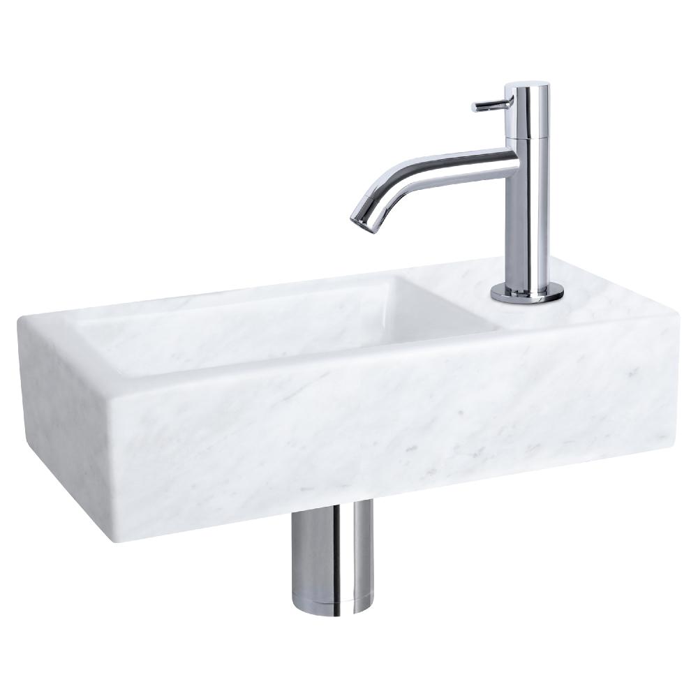 differnz Differnz Helios fonteinset – marmer – kraan gebogen chroom – 37.5 x 18.5 x 9.5 cm