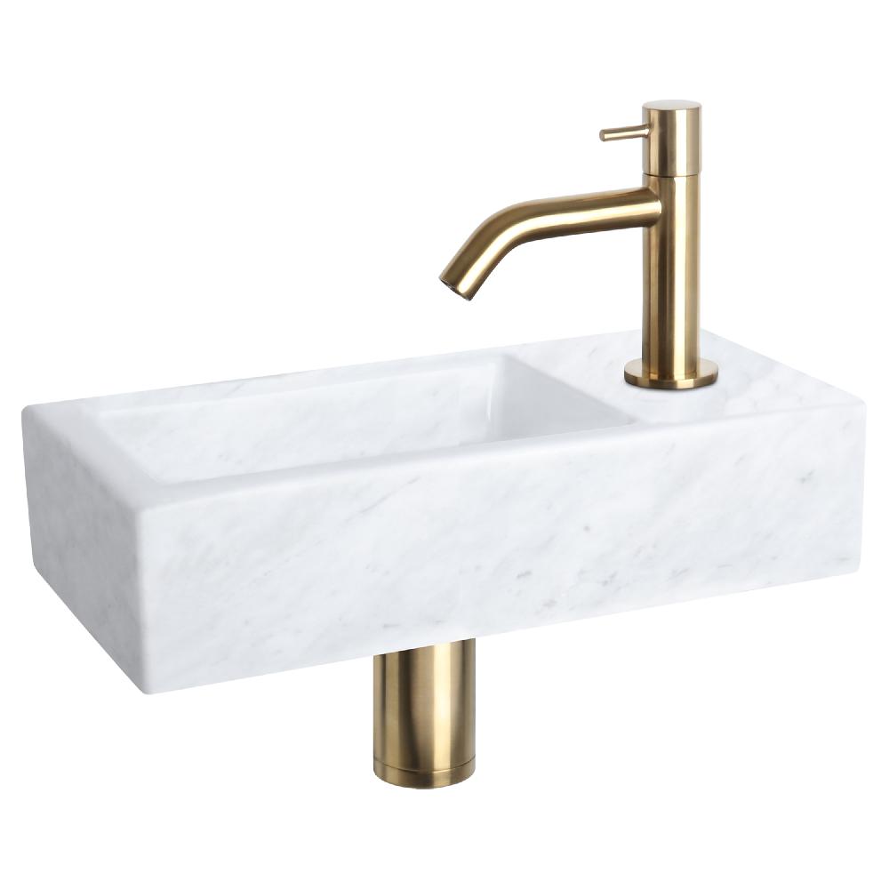 differnz Differnz Helios fonteinset – marmer – kraan gebogen mat goud – 37.5 x 18.5 x 9.5 cm