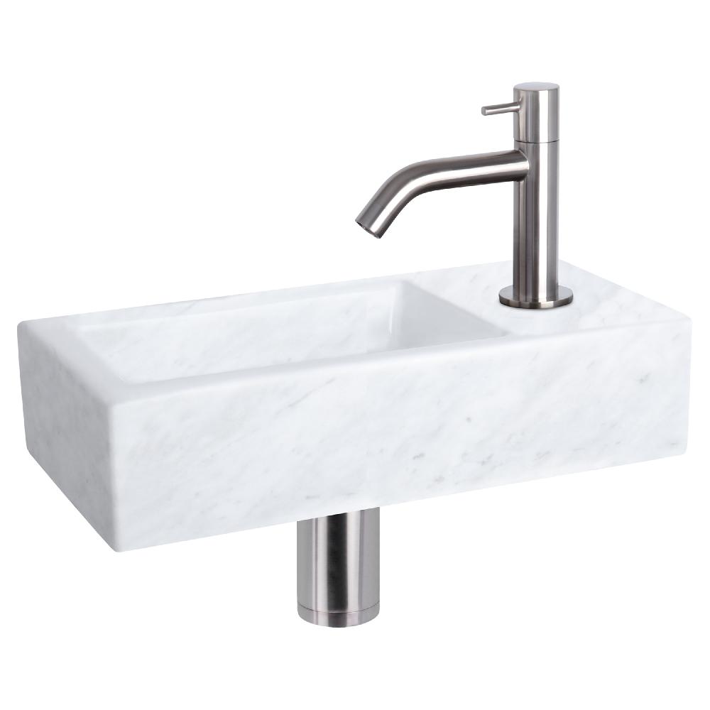 differnz Differnz Helios fonteinset – marmer – kraan gebogen mat chroom – 37.5 x 18.5 x 9.5 cm