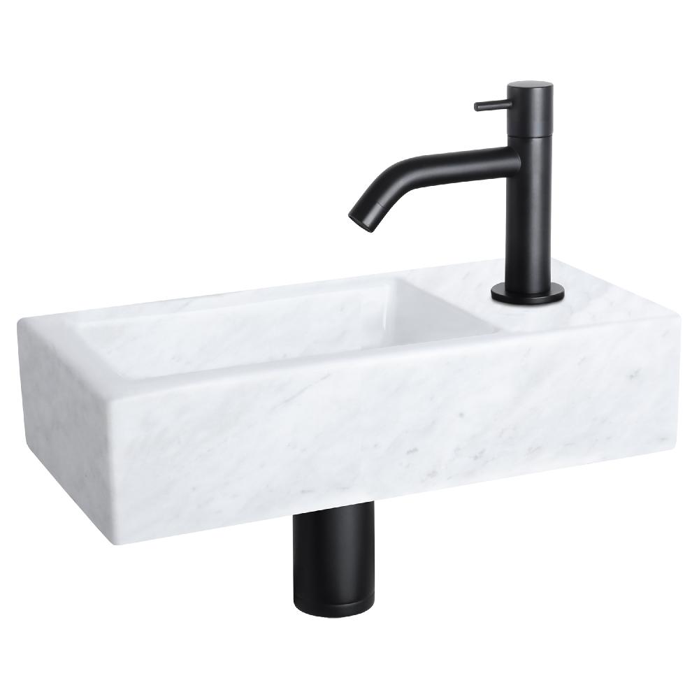 differnz Differnz Helios fonteinset – marmer – kraan gebogen mat zwart – 37.5 x 18.5 x 9.5 cm