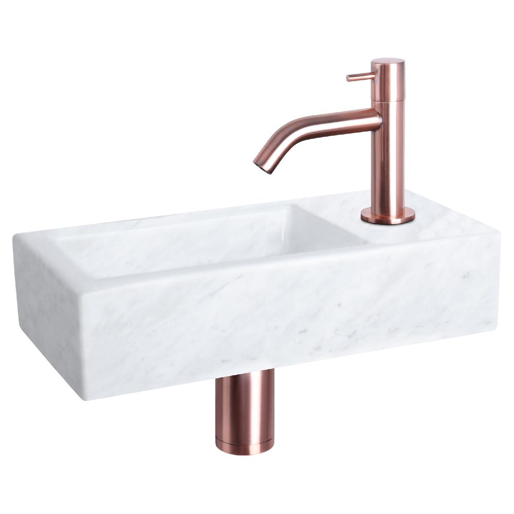 differnz Differnz Helios fonteinset – marmer – kraan gebogen rood koper – 37.5 x 18.5 x 9.5 cm