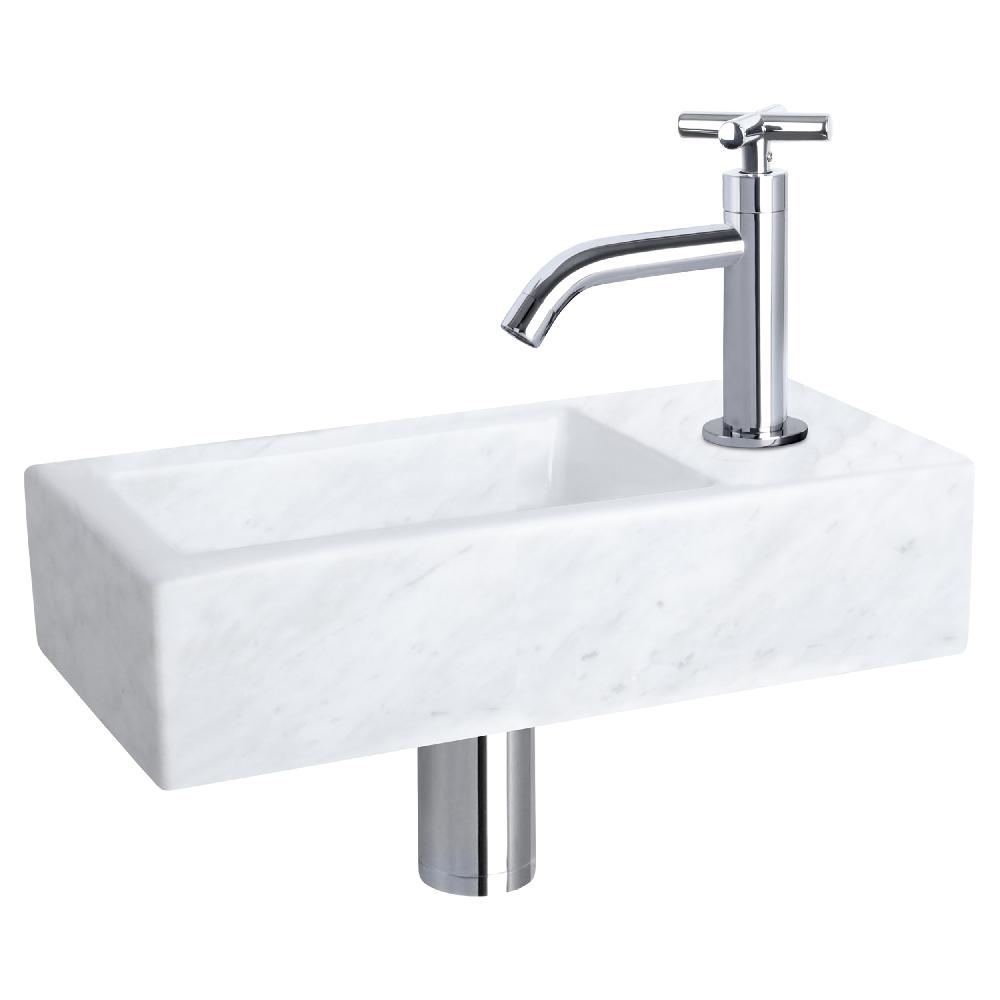 differnz Differnz Helios fonteinset – marmer – kraan kruis chroom – 37.5 x 18.5 x 9.5 cm