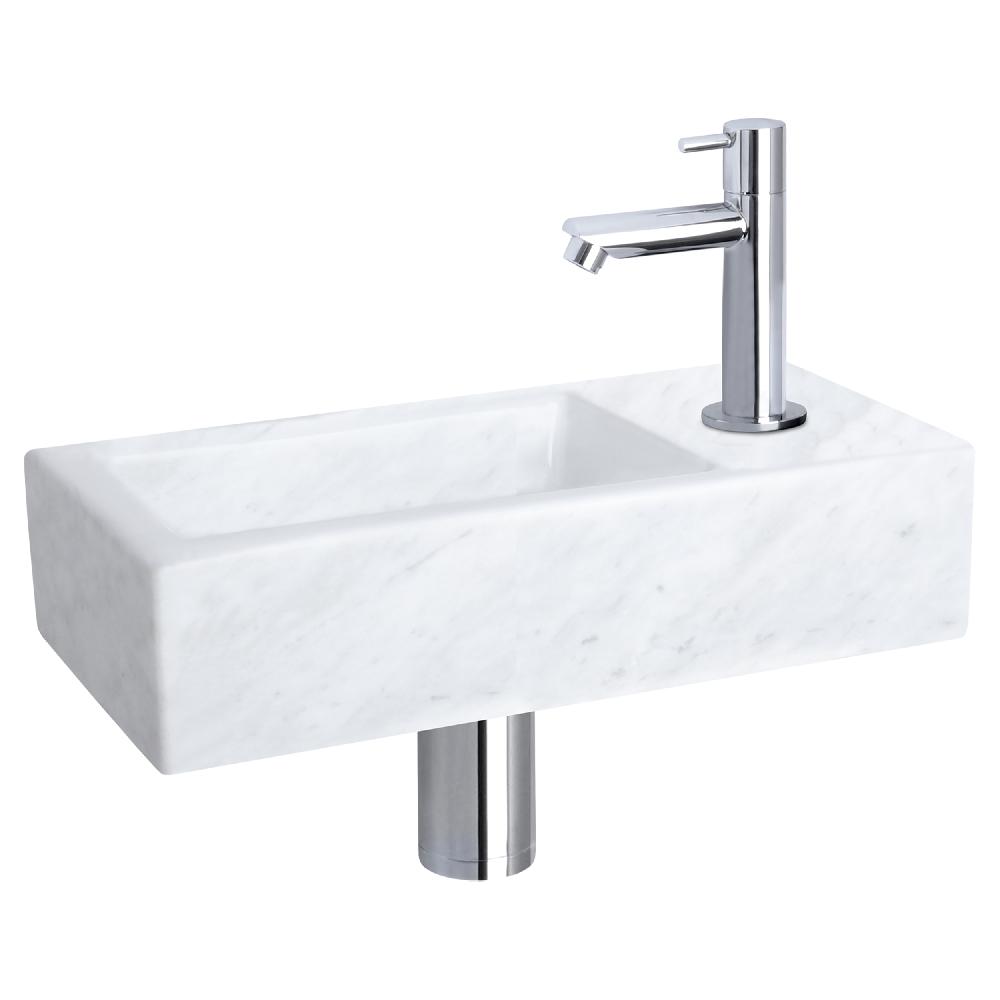 differnz Differnz Helios fonteinset – marmer – kraan recht chroom – 37.5 x 18.5 x 9.5 cm