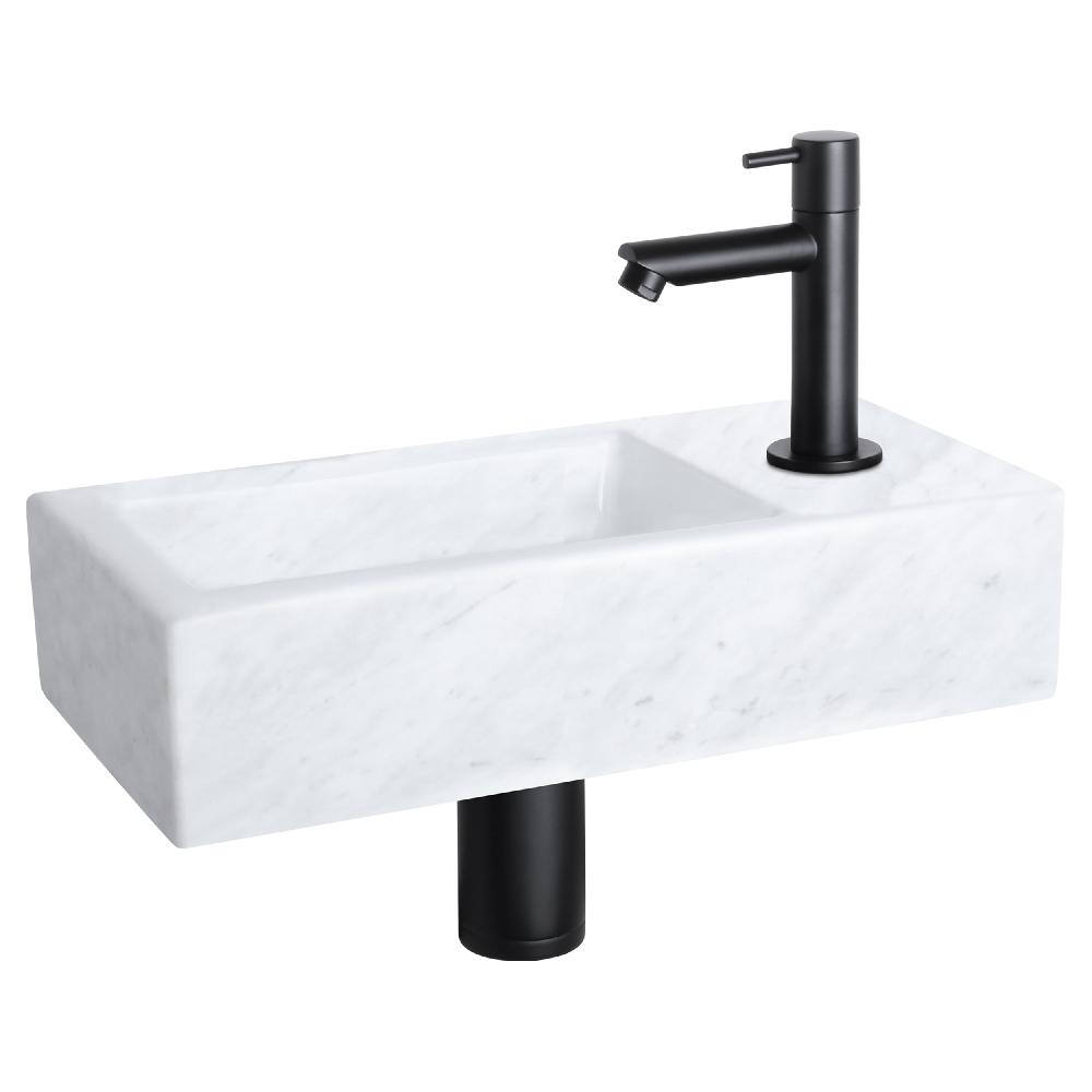 differnz Differnz Helios fonteinset – marmer – kraan recht mat zwart – 37.5 x 18.5 x 9.5 cm