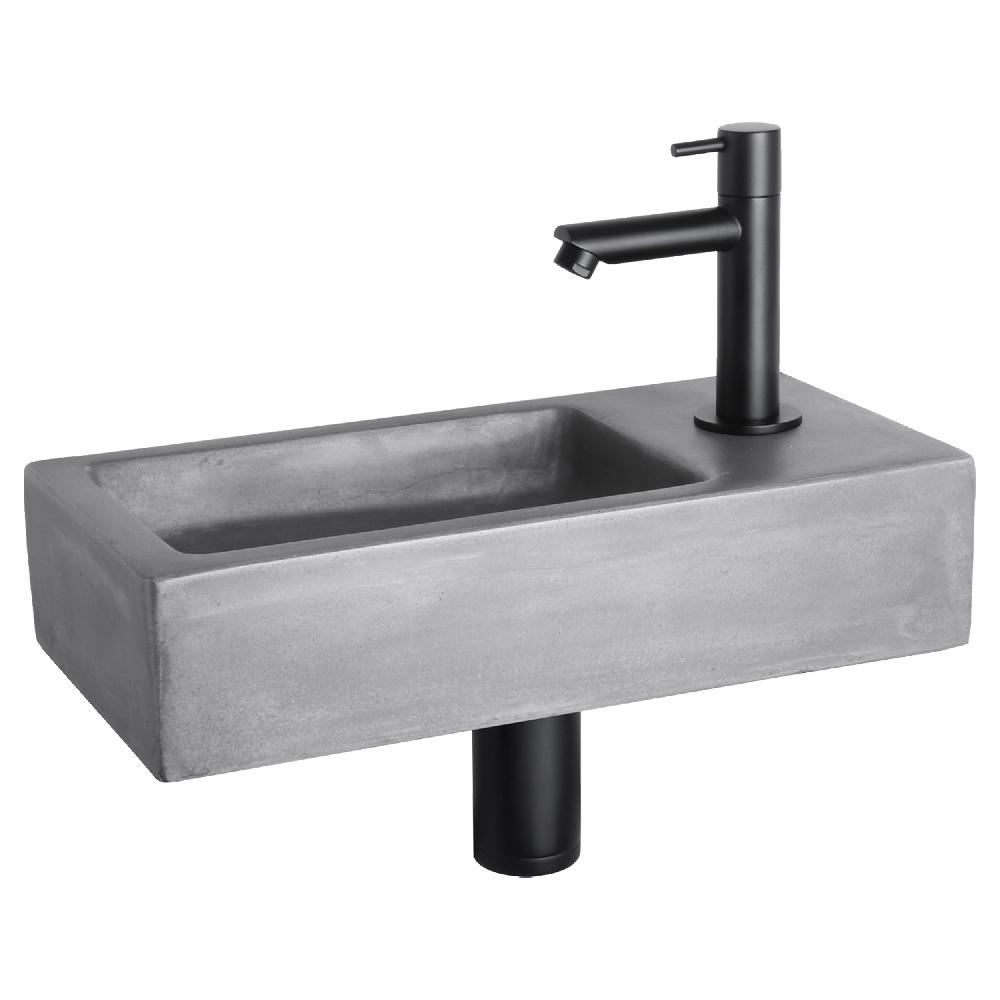 differnz Differnz Hura fonteinset – beton donkergrijs – kraan recht mat zwart – 40 x 22 x 9 cm