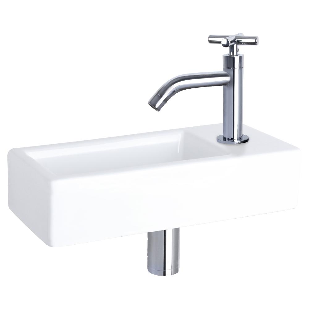 differnz Differnz Hura fonteinset – keramiek – kraan gebogen kruis chroom – 40 x 22 x 9 cm