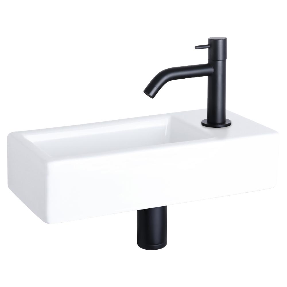 differnz Differnz Hura fonteinset – keramiek – kraan gebogen mat zwart – 40 x 22 x 9 cm