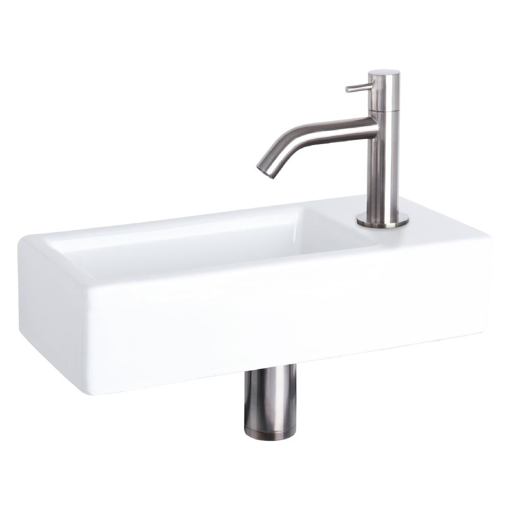 differnz Differnz Hura fonteinset – keramiek – kraan gebogen mat chroom – 40 x 22 x 9 cm