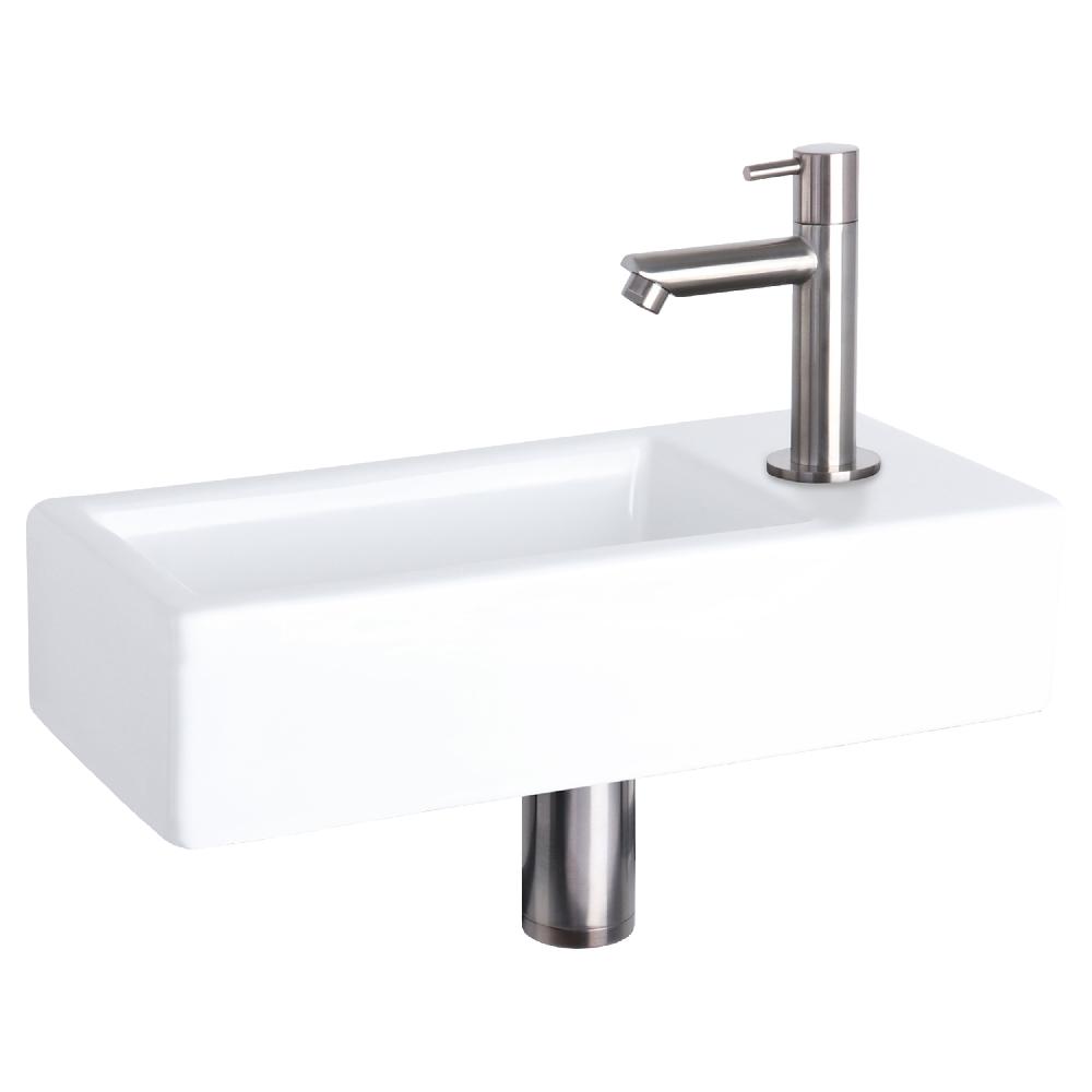 differnz Differnz Hura fonteinset – keramiek – kraan recht mat chroom – 40 x 22 x 9 cm