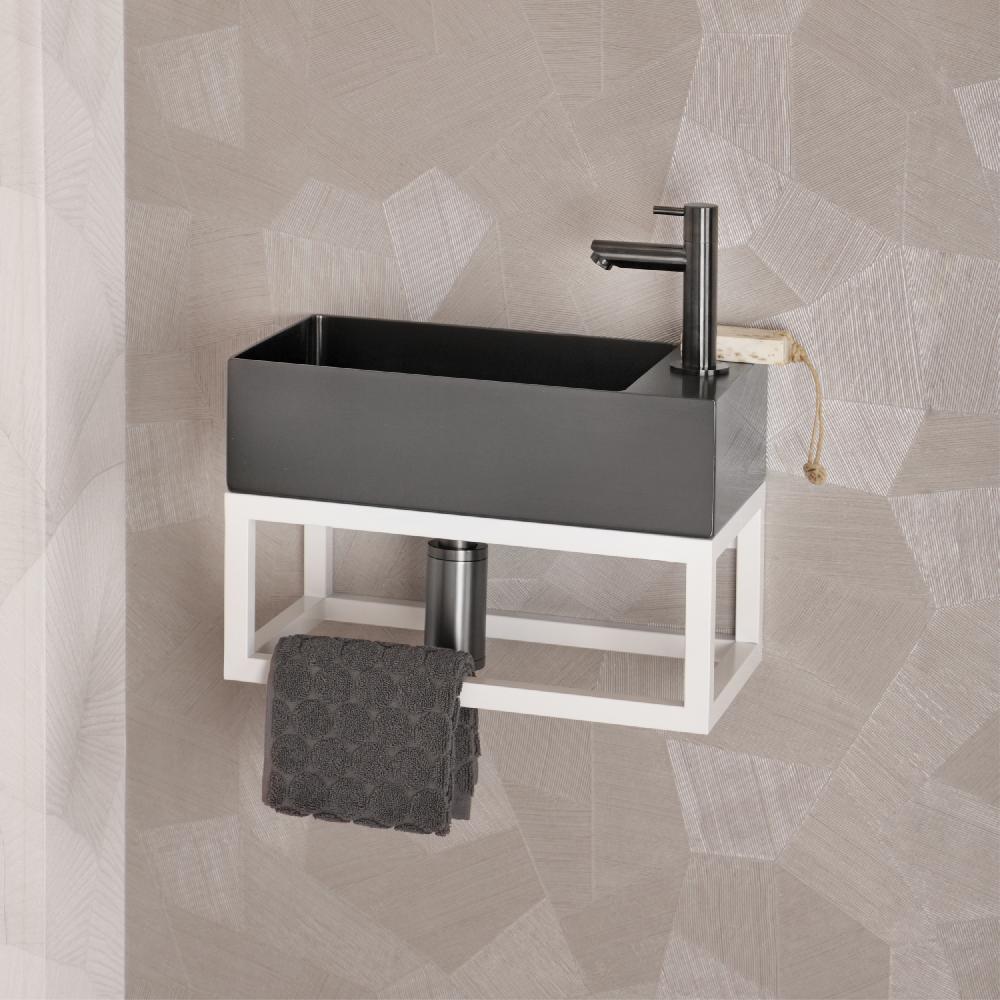 Differnz Differnz Hura L Handdoekhouder – 40 X 22 X 15 Cm – Powder Coated Steel – Mat Wit