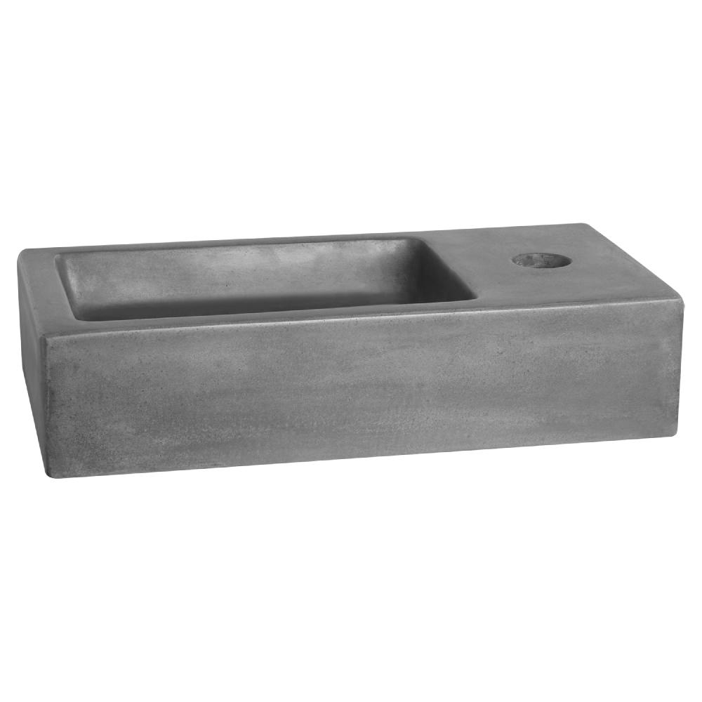 Differnz Differnz Jukon Fonteinset – Beton Donkergrijs – Kraan Gebogen Mat Zwart – 38.5 X 18.5 X 9 Cm – Met Handdoekrek Zwart