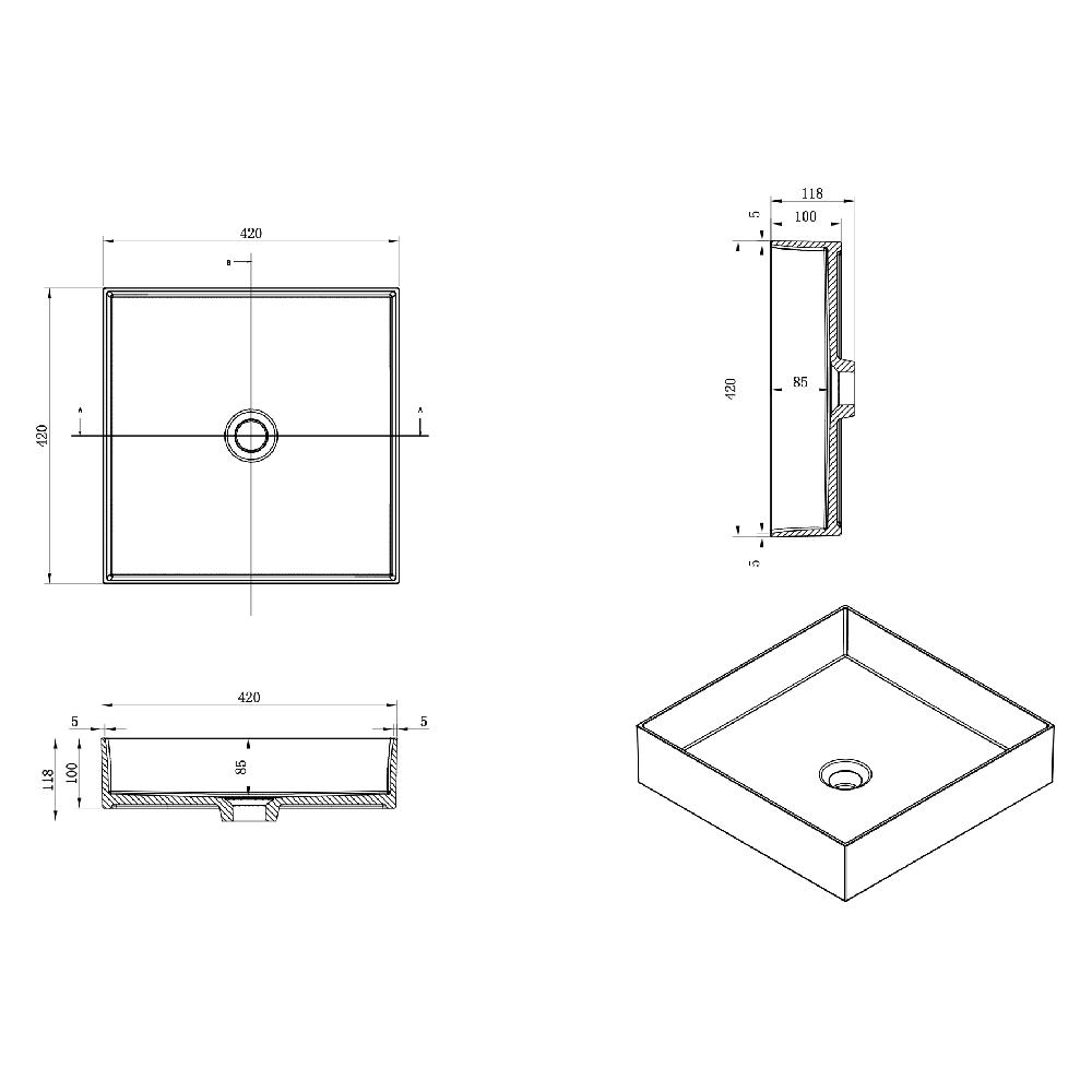 Differnz Differnz Jura Waskom – 42 X 42 Cm – Polystone – Wit
