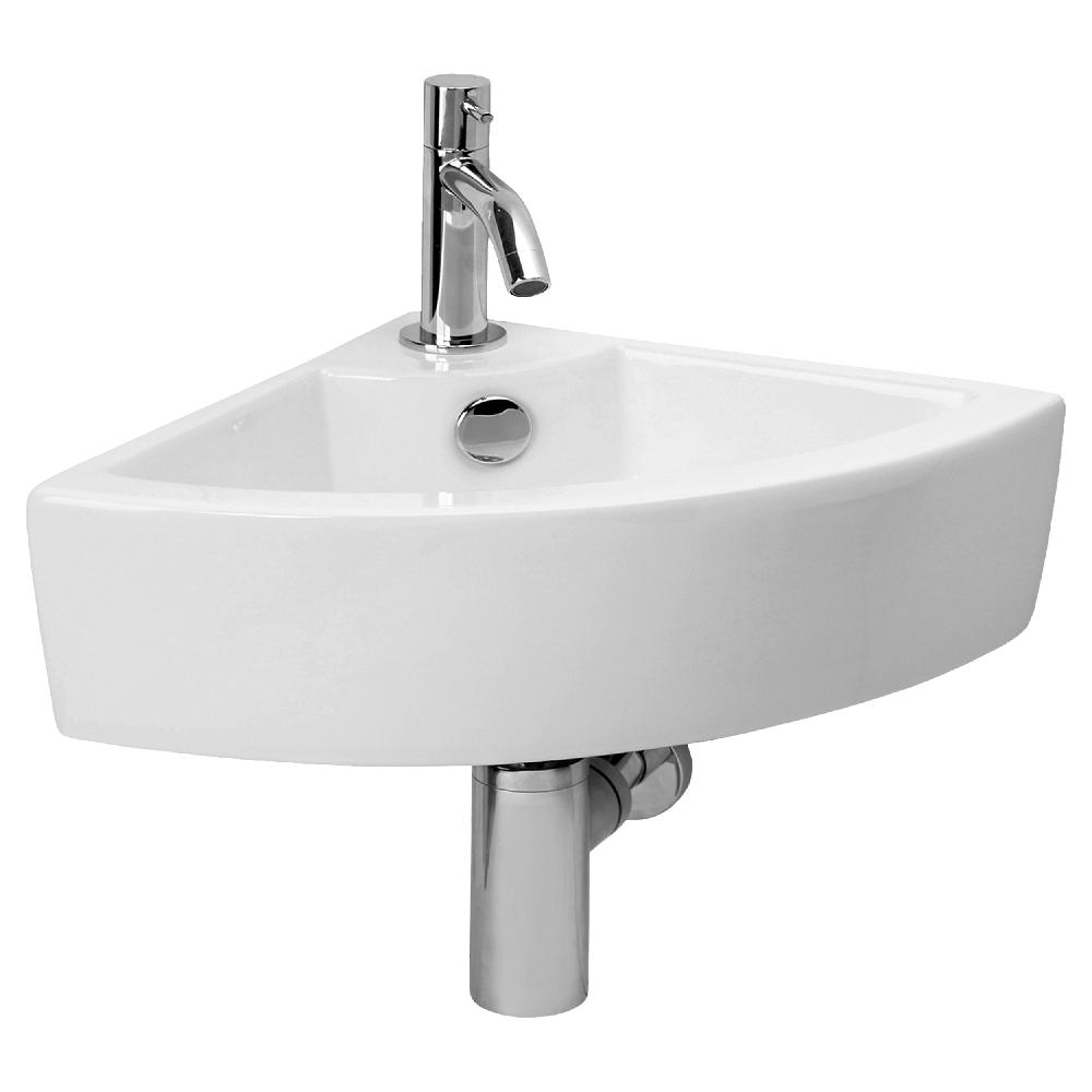 differnz Differnz Keres hoekfonteinset – keramiek wit – kraan gebogen chroom – 32.5 x 32.5 x 12.5 cm