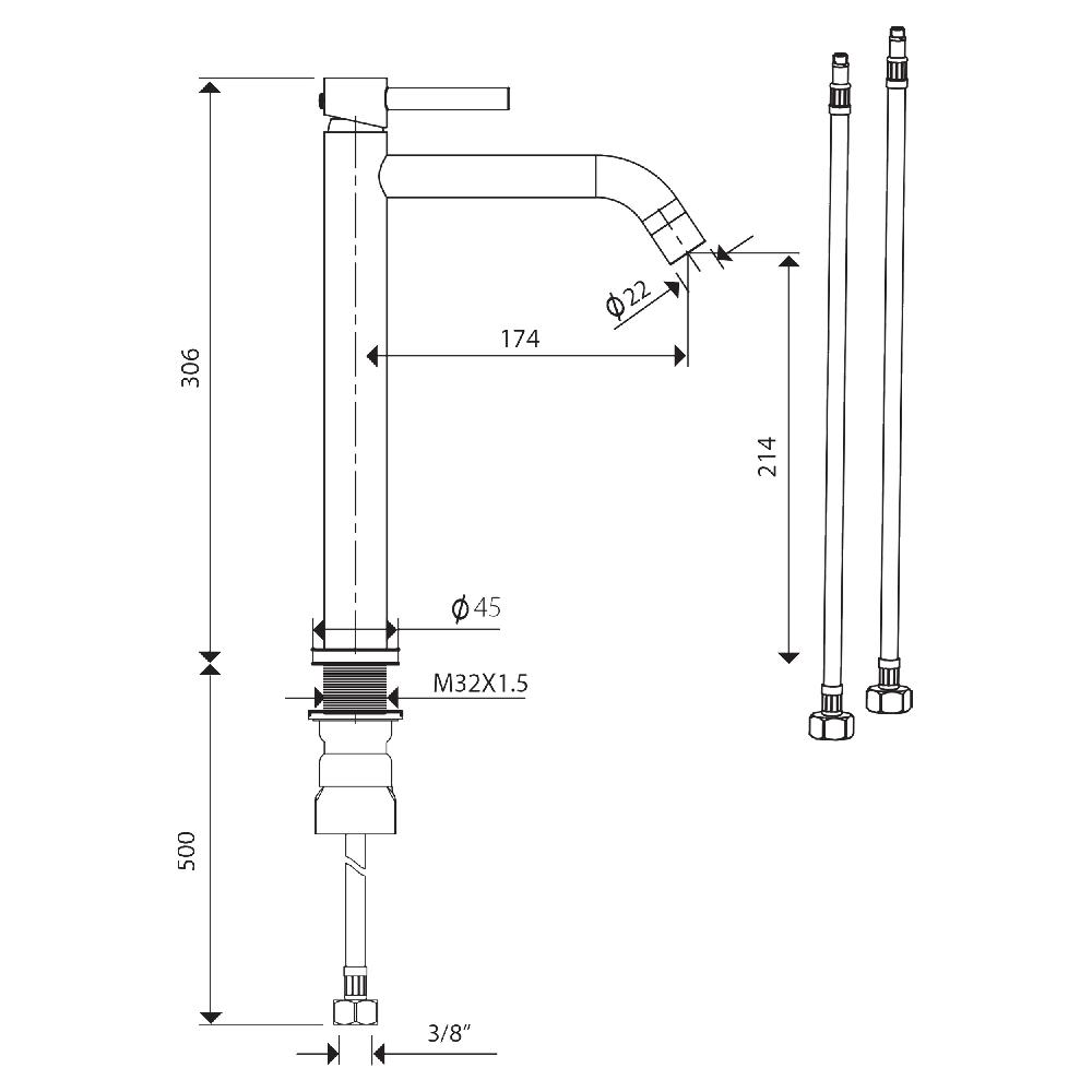 Differnz Differnz Kraan – Koud/warm – Hoog – Gebogen Kraan – Mat Wit
