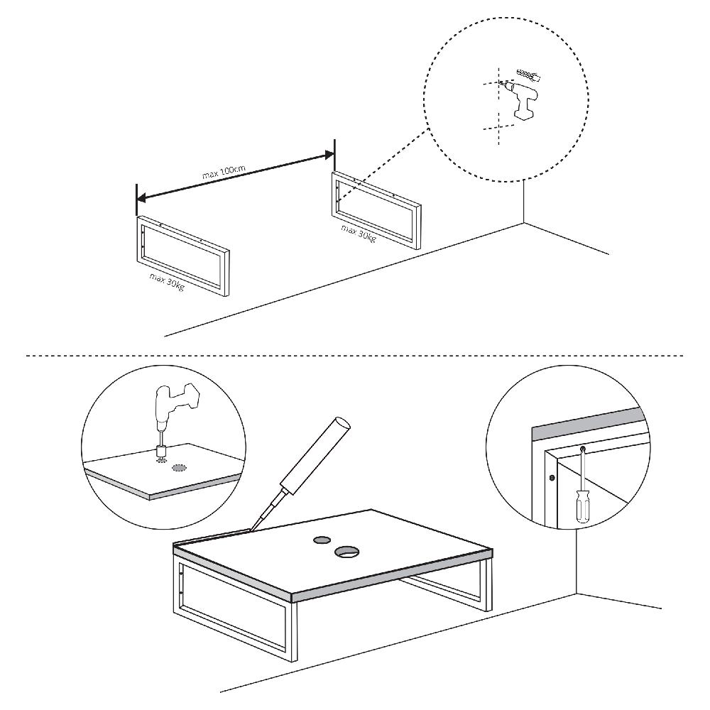 Differnz Differnz Ophangbeugel – Voor Wastafel – 15 X 2.5 X 44 Cm – RVS – Wit