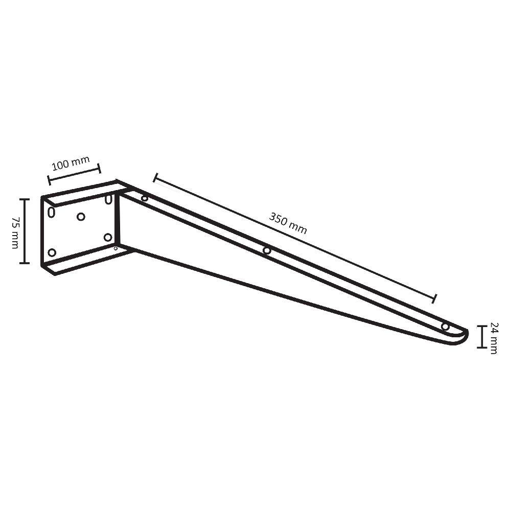 Differnz Differnz Ophangbeugel – Voor Wastafel – 2.5 X 35 X 75 Cm – Powder Coated Steel – Zwart