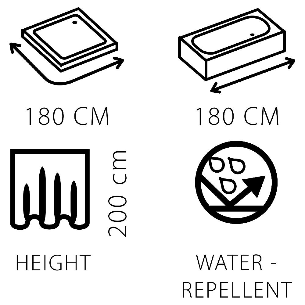 Differnz Differnz Picto Douchegordijn – Verzwaarde Onderzoom – Polyester – 180 X 200 Cm – Multi