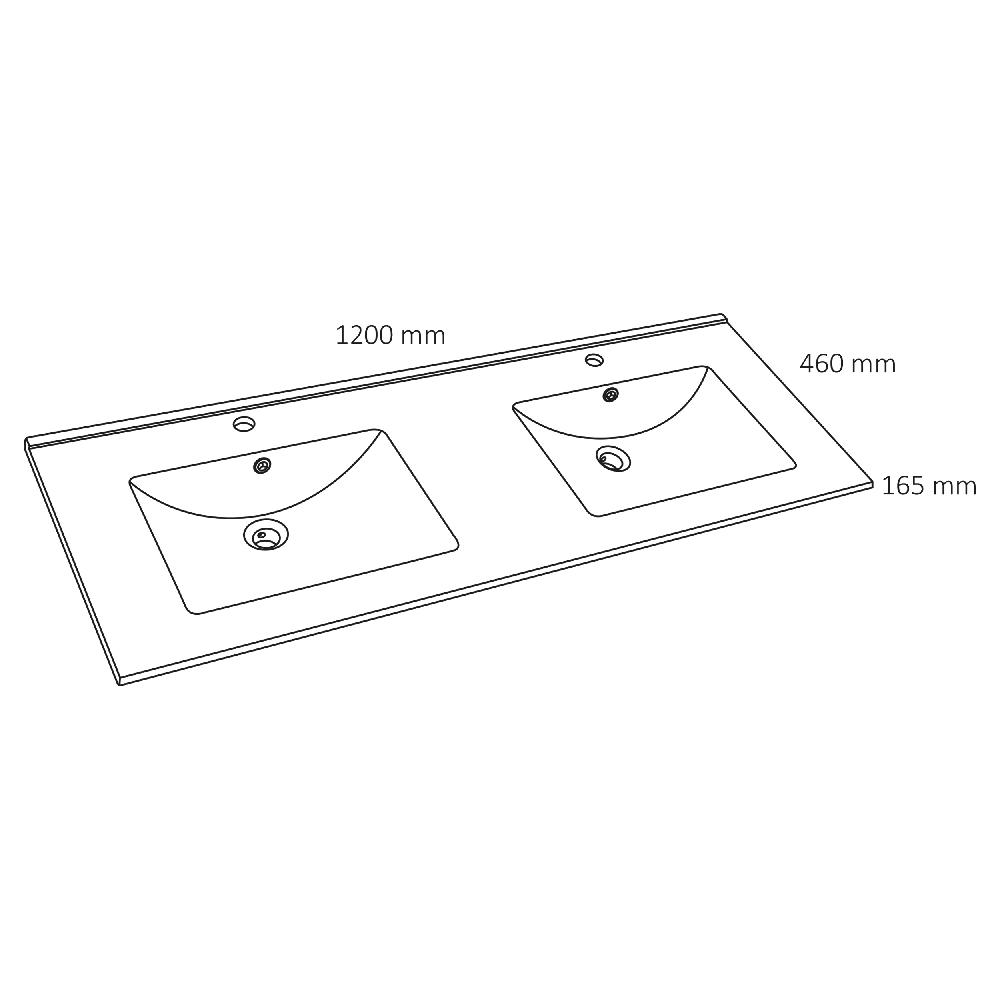 Differnz Differnz Providence Wastafel – 122 X 46.5 Cm – Keramiek – Wit