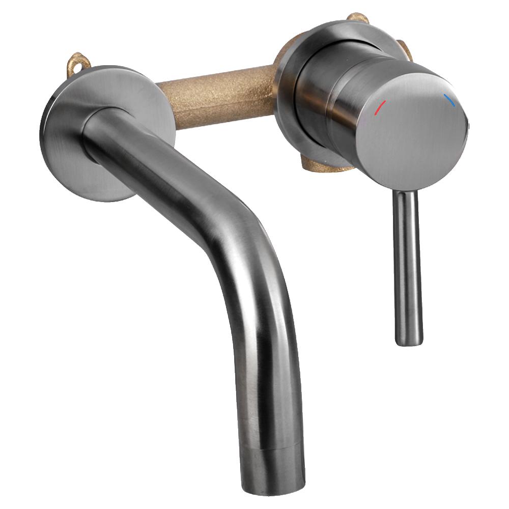 Differnz Differnz Ravano Fonteinset – Beton – Donkergrijs – Inbouw Muurkraan – Warm/koud – Gun Metal