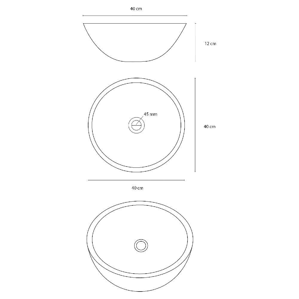 Differnz Differnz Ravano Waskom – Ø 40 Cm – Beton – Donkergrijs