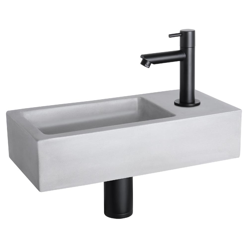 differnz Differnz Ravo fonteinset – beton lichtgrijs – kraan recht mat zwart – 38.5 x 18.5 x 9 cm