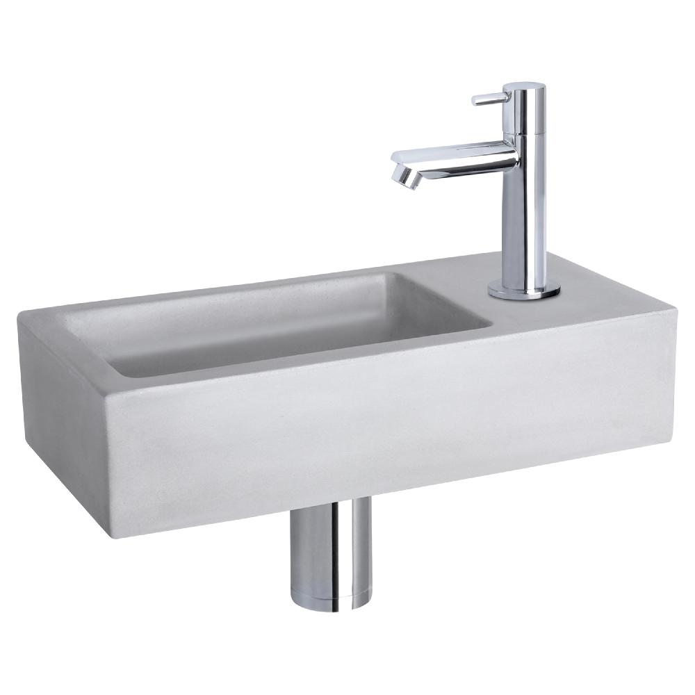 differnz Differnz Ravo fonteinset – beton lichtgrijs – kraan recht chroom – 38.5 x 18.5 x 9 cm