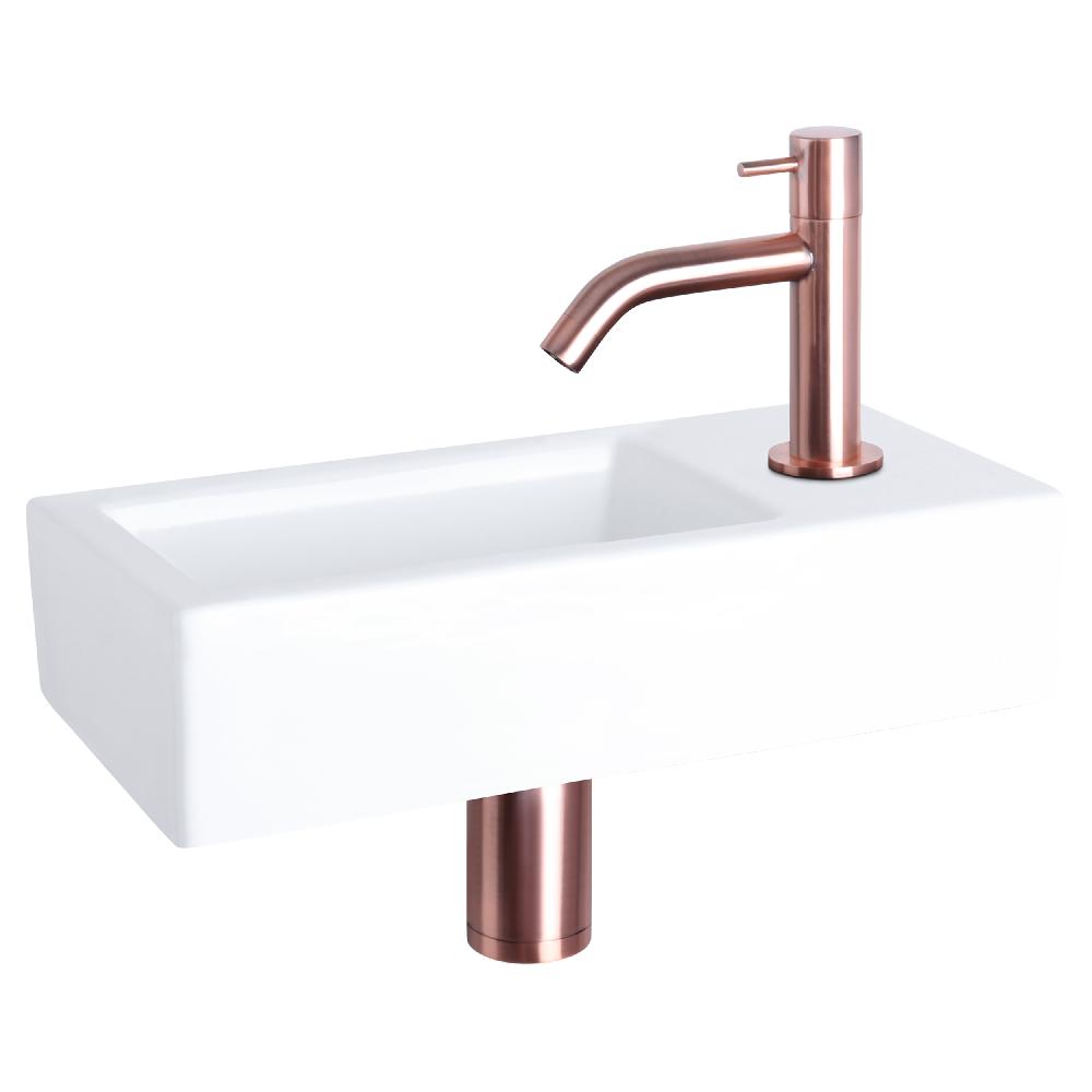 differnz Differnz Ravo fonteinset – keramiek – kraan gebogen rood koper – 38.5 x 18.5 x 9 cm