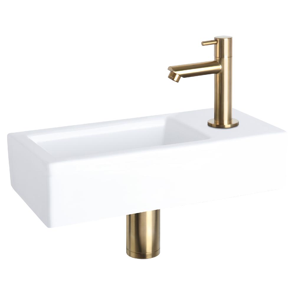 differnz Differnz Ravo fonteinset – keramiek – kraan recht mat goud – 38.5 x 18.5 x 9 cm