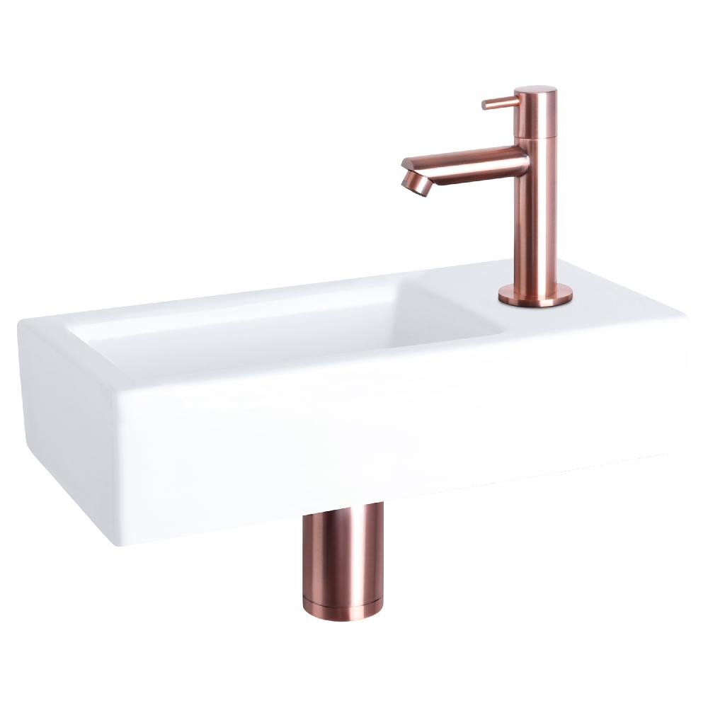 differnz Differnz Ravo fonteinset – keramiek – kraan recht rood koper – 38.5 x 18.5 x 9 cm