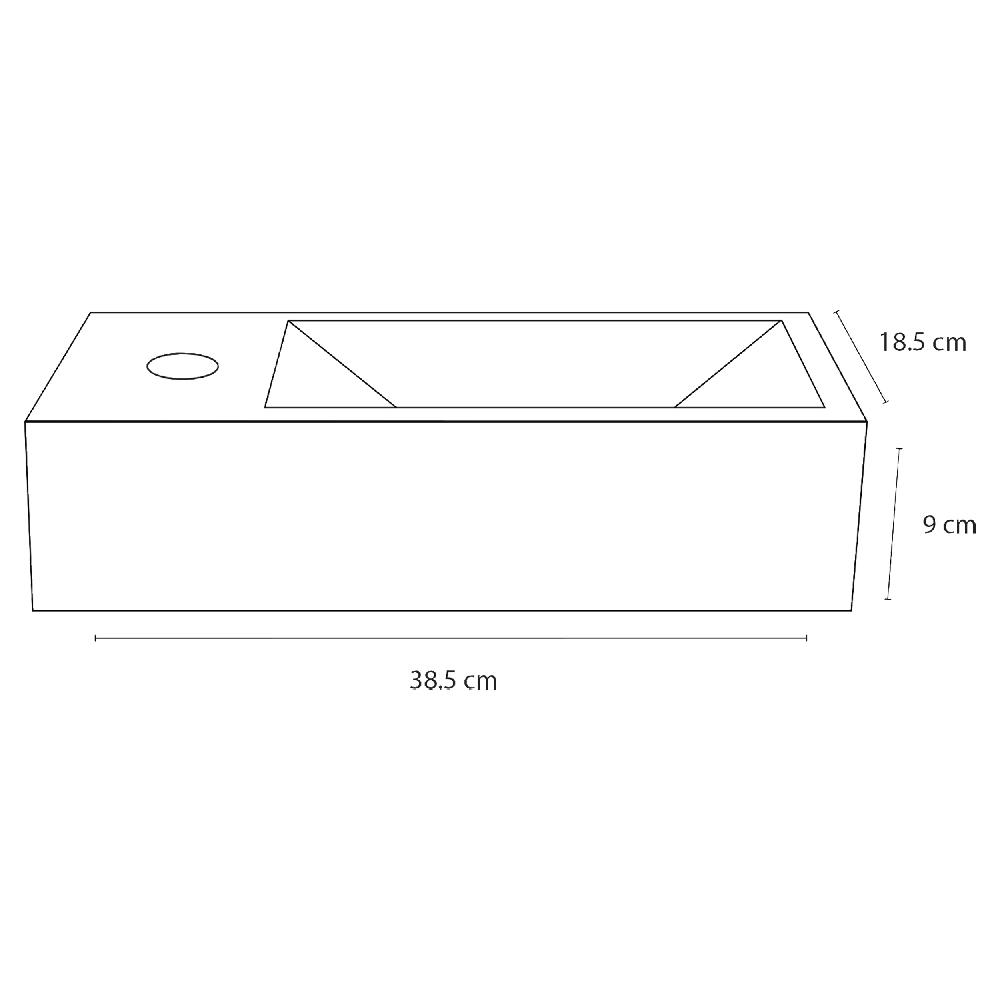 Differnz Differnz Ravo Fonteinset – Links – Keramiek – Kraan Recht Mat Zwart – 38.5 X 18.5 X 9.5 Cm