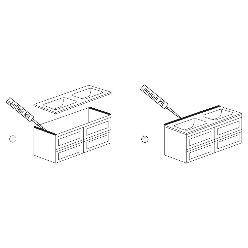Differnz Differnz Reno Wastafel – 2 Kraangaten – 120 X 46 X 2 Cm – Wit