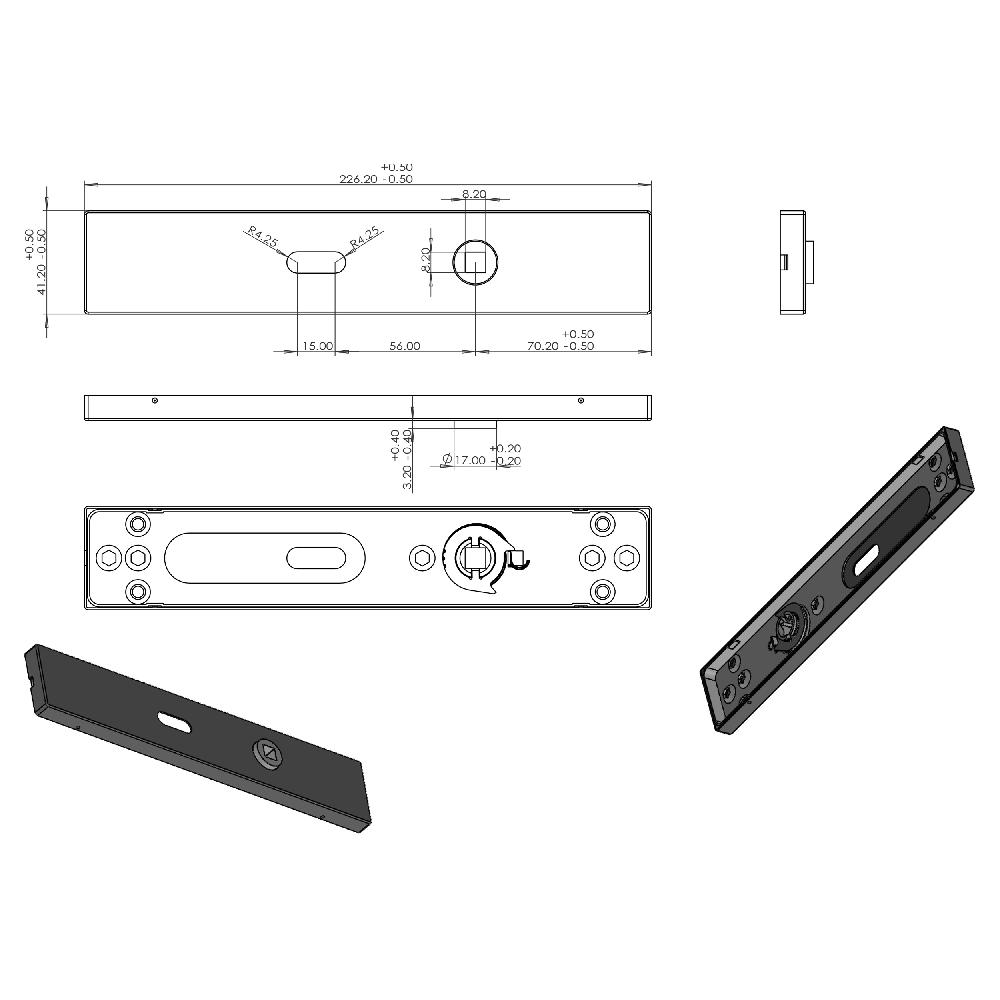 Differnz Differnz Rotterdam Deurkruk – Vierkant Schild – Sleutel 56 Mm – Mat Chroom