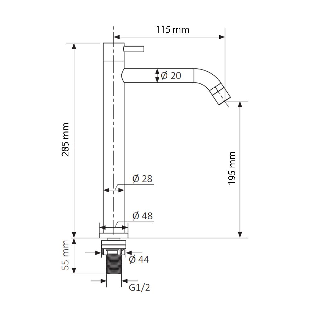 Differnz Differnz Ruz Fonteinset – Waskom Marmer – Koudwaterkaan Hoog Gun Metal – Inclusief Wastafelplank Donker Eiken