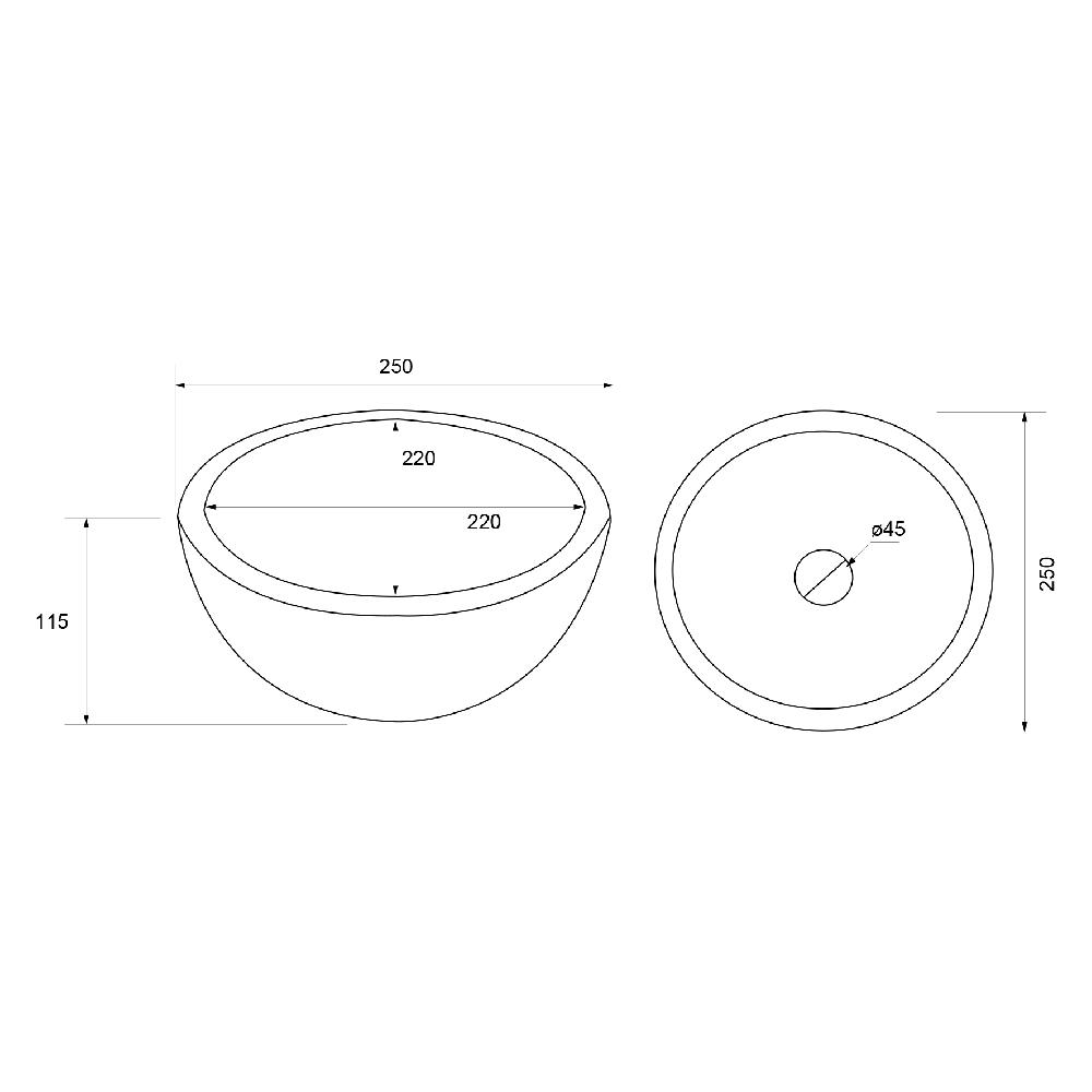 Differnz Ruz – Waskom Beton Donkergrijs – Rond