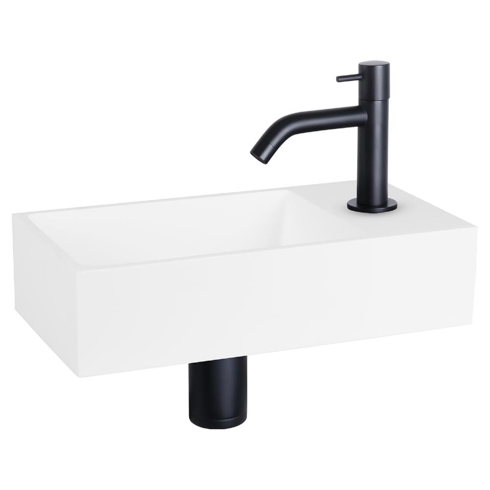differnz Differnz Solid fonteinset – solid surface – kraan gebogen mat zwart
