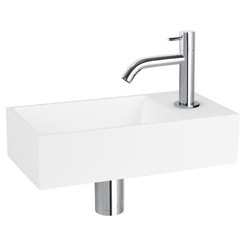 differnz Differnz Solid fonteinset – solid surface – kraan gebogen chroom