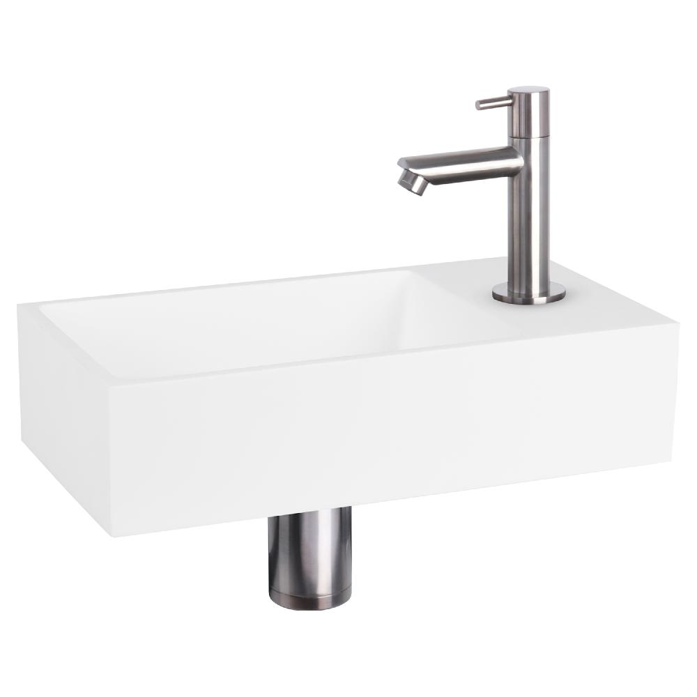 differnz Differnz Solid fonteinset – solid surface – kraan recht mat chroom