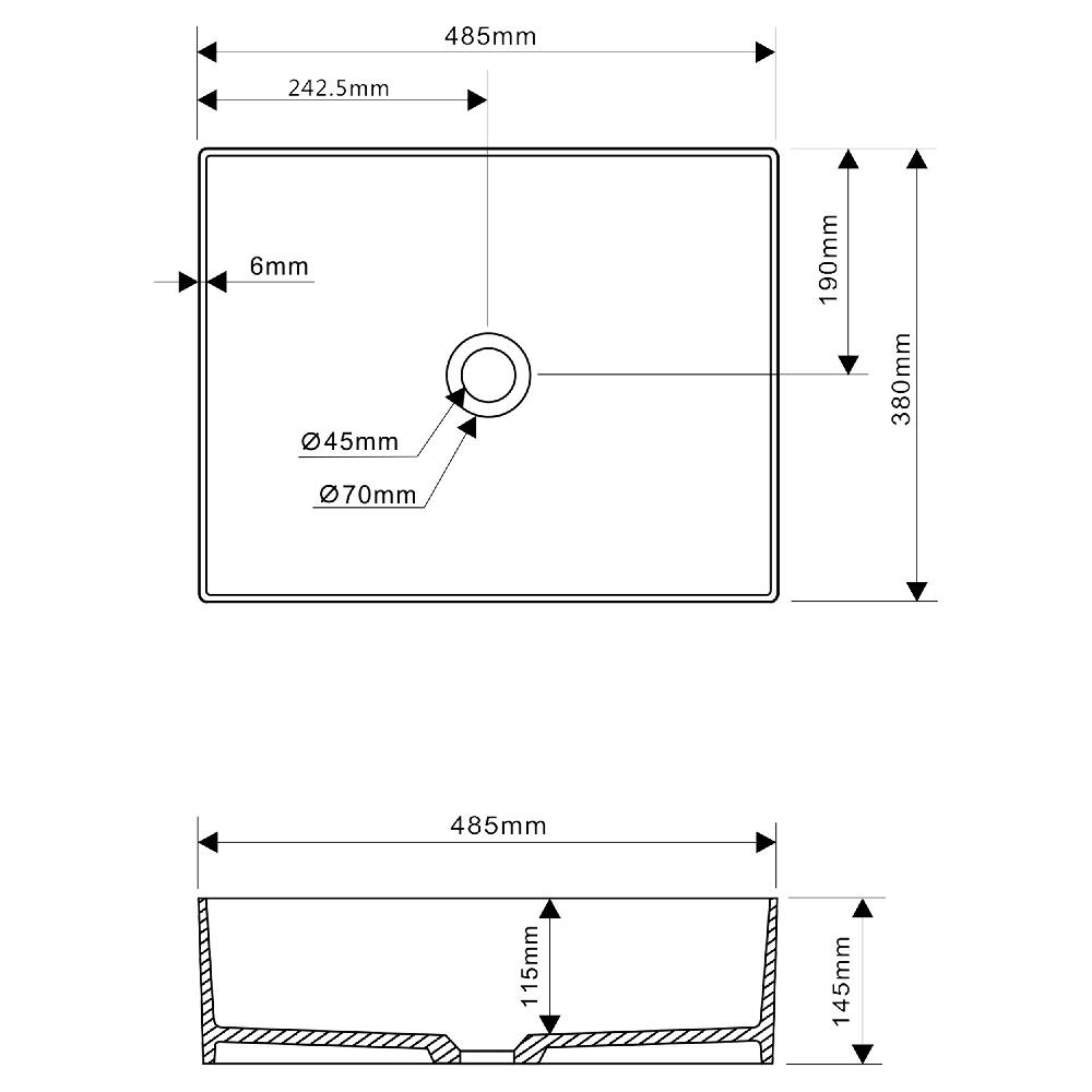 Differnz Differnz Solid Wastafel – Opbouw – 48.5 X 38 X 14 Cm – Wit