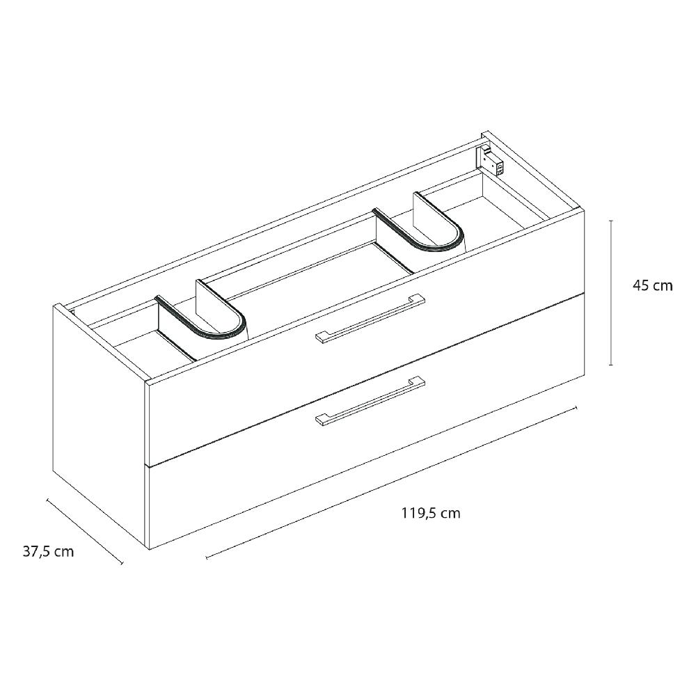 Differnz Differnz Somero Ondrkast – 2 Lades – 120 Cm – Hoogglans Wit