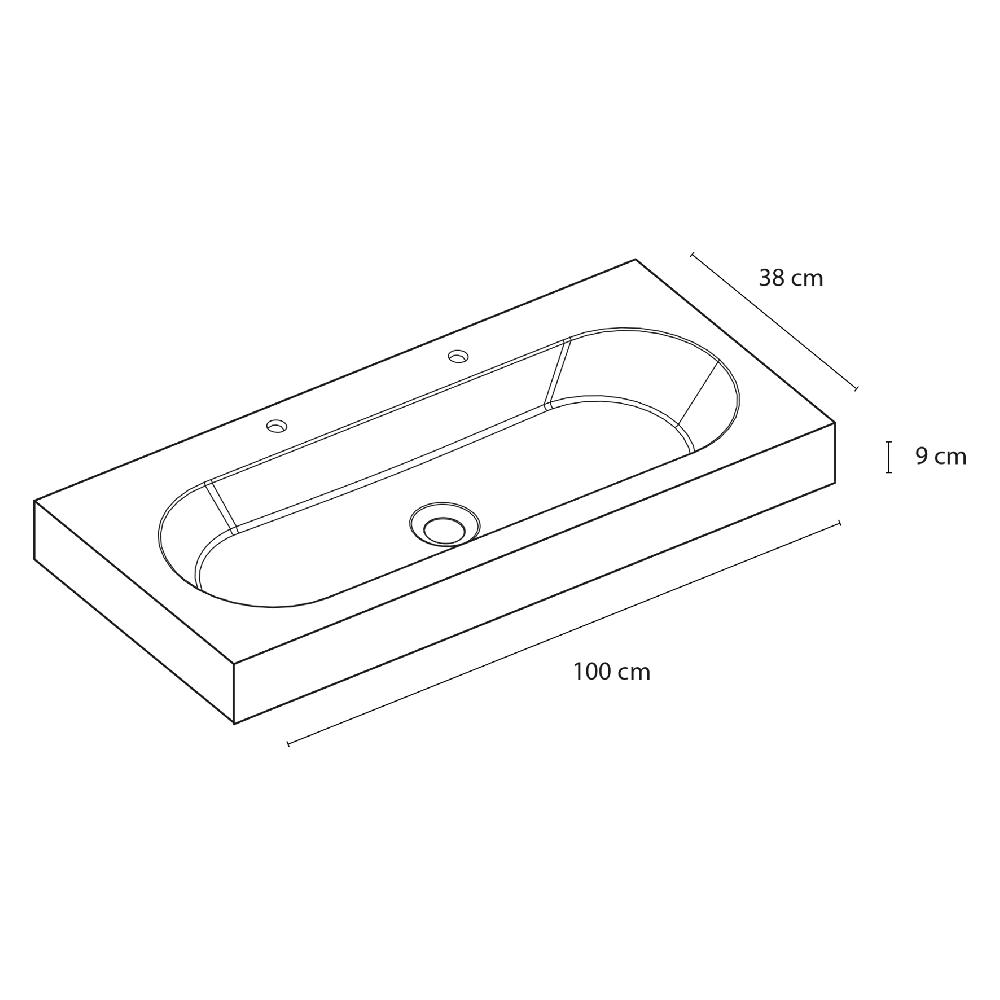 Differnz Differnz Somero Wastafel – 2 Kraangaten – 100 Cm – Wit