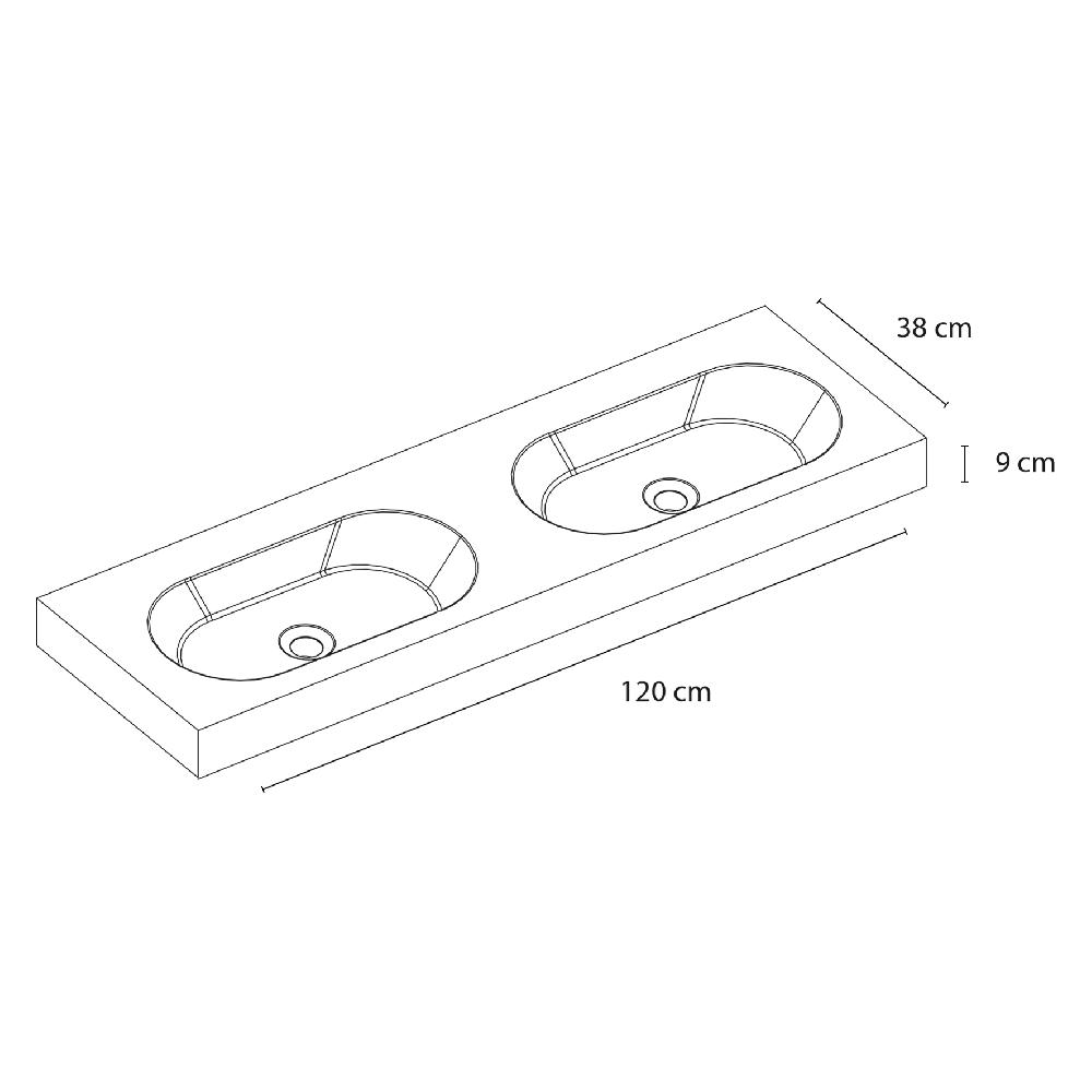Differnz Differnz Somero Wastafel – 2 Kraangaten – 120 Cm – Wit