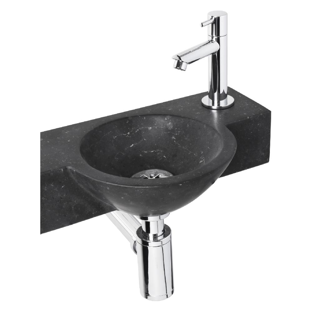 Differnz Differnz Teti Fonteinset – Bombai Black – Natuursteen – Kraan Recht Chroom – 40 X 23 X 8 Cm – Zwart